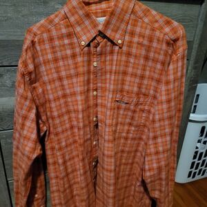 Men's Orange Plaid Shirt